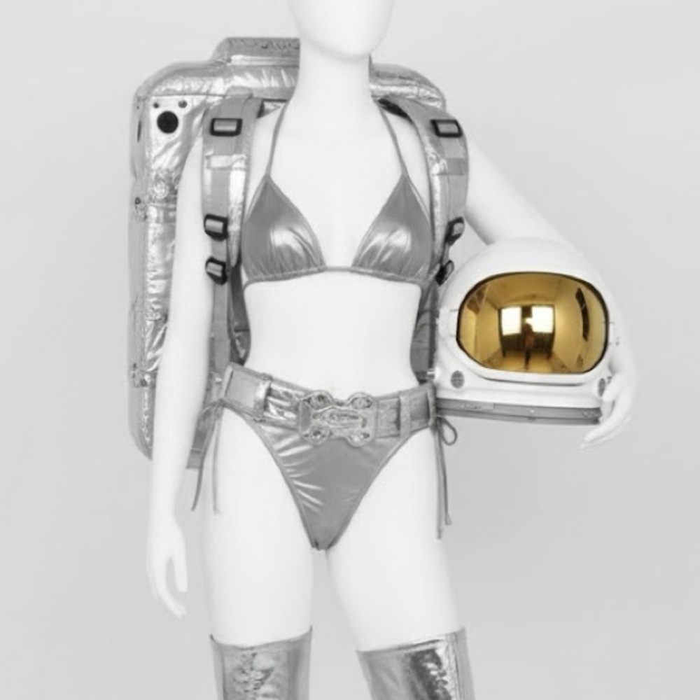 Astronaut Halloween Costume - Silver Metallic Triangle Tie Set